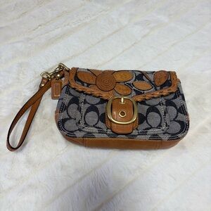 Coach Brown and Black Wristlet Bag